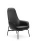Normann Copenhagen Era Lounge Chair High Tango Leder- Zwart Metalen Onderstel